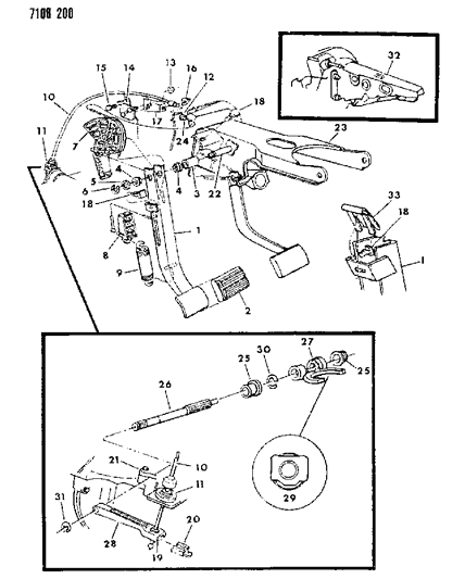 1987 Dodge Shadow Clutch Pedal & Linkage Diagram