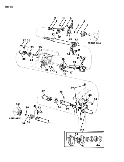 1985 Dodge Ramcharger Propeller Shaft 3 Piece And Universal Joint Diagram
