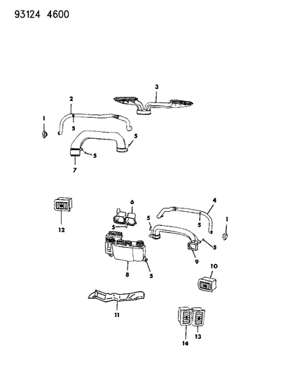 1993 Chrysler LeBaron Air Distribution Ducts, Outlets Diagram