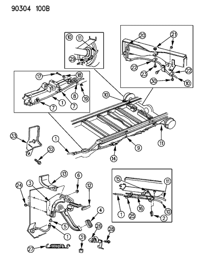 1991 Dodge Ram Wagon Cable-Assembly-Park Brake Rear Left Diagram for 52008165
