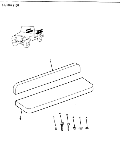 1986 Jeep Wrangler Covers, Rear Seat Upholstery With Longitudinal Seat Diagram