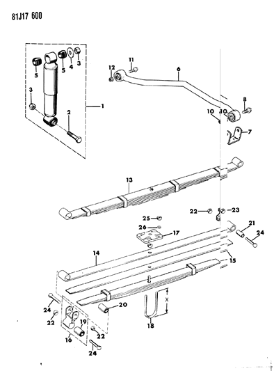 1984 Jeep J10 Suspension - Rear With Shock Absorber Diagram