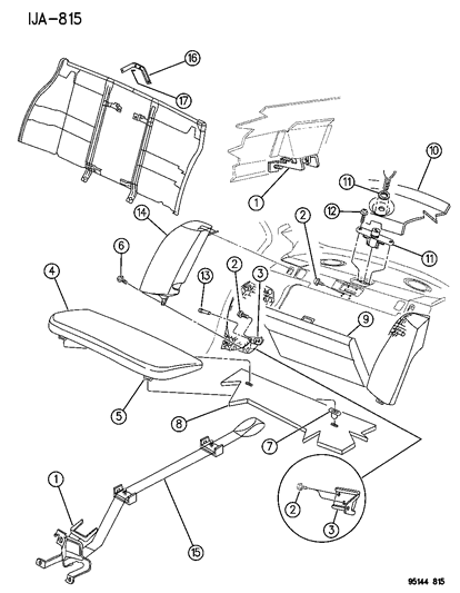 1995 Chrysler Cirrus Rear Seat Attaching Parts Diagram