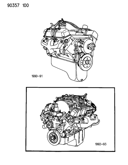1990 Dodge D150 Engine , Short Diagram 1