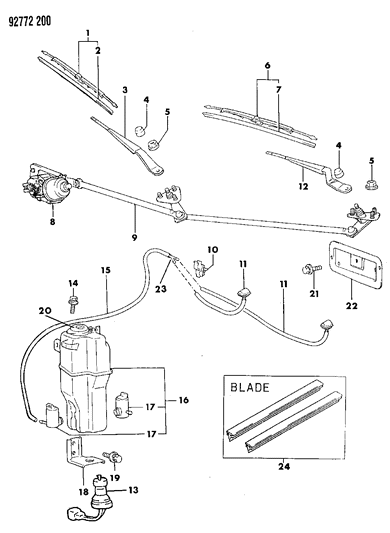 1992 Dodge Colt Arm Windshield WIPER LH Diagram for MB859103