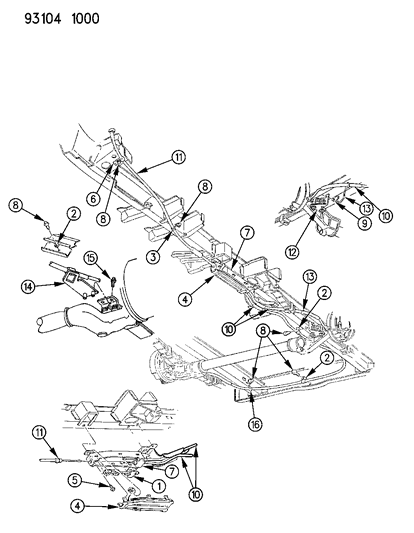 1993 Chrysler Town & Country Cable, Parking Brake Diagram