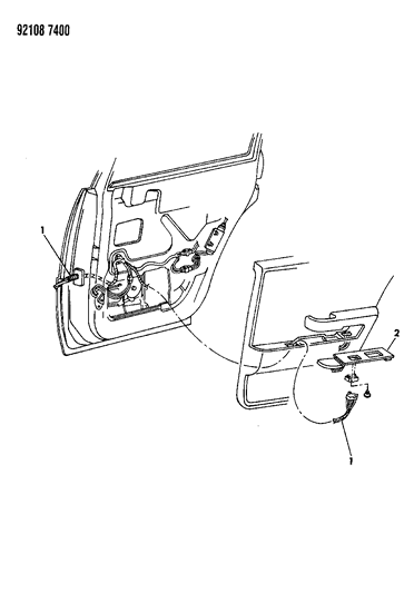 1992 Chrysler Imperial Wiring & Switches - Rear Door Diagram