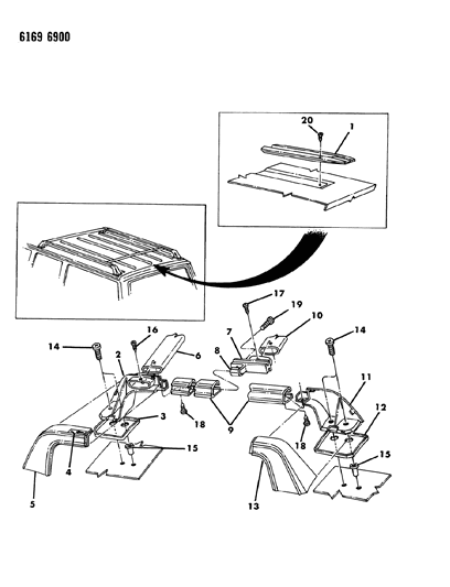 1986 Chrysler LeBaron Roof Luggage Rack Diagram