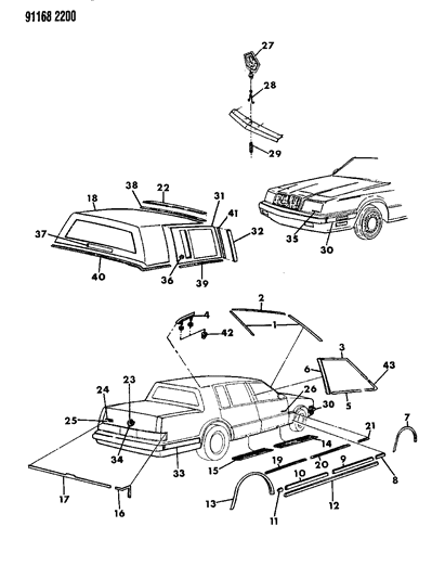 1991 Chrysler Imperial APPLIQUE-Assembly-Front Door Outside Rear Diagram for X841HX8