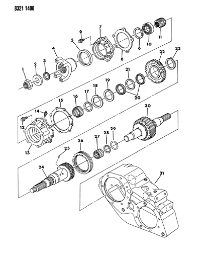 1989 Dodge W350 Case, Transfer, Shafts And Gears Diagram 2