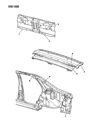 1988 Dodge Lancer Liftgate Opening Panel Diagram