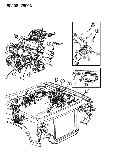 1990 Dodge Dakota Wiring - Engine - Front End & Related Parts Diagram 1