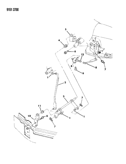 1989 Chrysler Fifth Avenue Controls, Gearshift, Lower With Column Shift Diagram