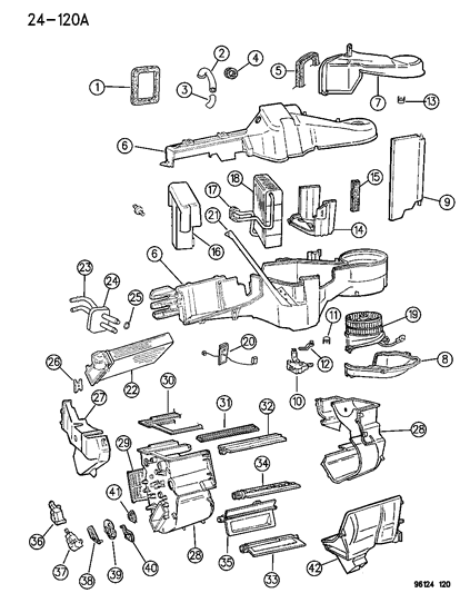 1996 Dodge Caravan Heater & A/C Unit Diagram 1