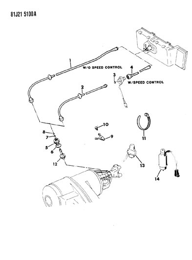 1984 Jeep Wrangler Cable, Speedometer & Pinion Diagram