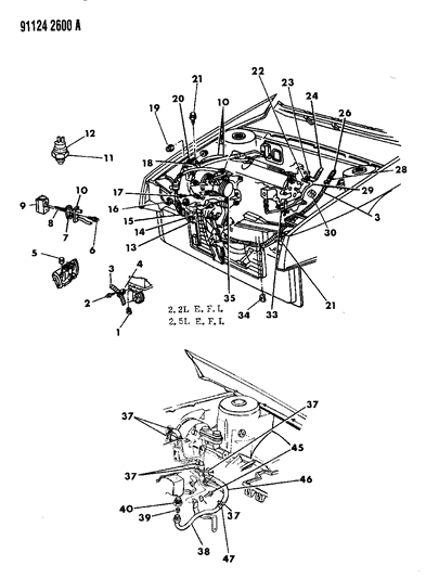 1991 Dodge Shadow Plumbing - Heater Diagram