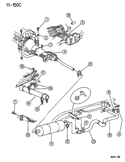 1996 Dodge Ram 1500 Pipe, Tail Diagram for 52020012