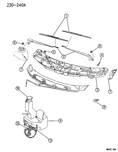 1996 Chrysler Town & Country Windshield Wiper & Washer System Diagram