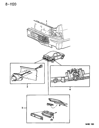 1994 Dodge Shadow Lamps & Wiring - Rear Diagram
