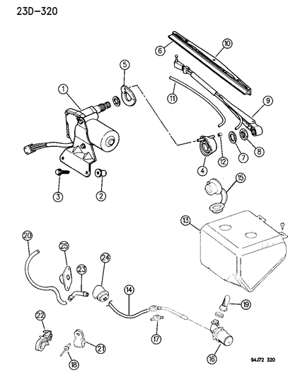 1994 Jeep Cherokee Motor-Washer, Windshield Diagram for 4778348