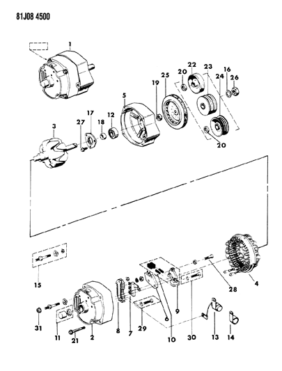 1984 Jeep Wrangler ALTERNATR-Less FAN/PULLEY Diagram for JR775005