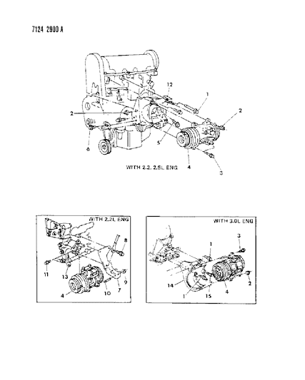 1987 Dodge Shadow A/C Compressor Mounting Diagram