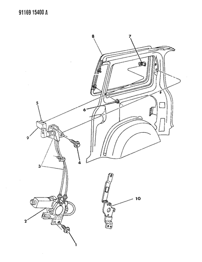 1991 Chrysler Town & Country Window Vent Electric Quarter Diagram