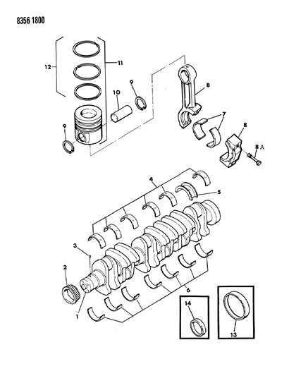 1989 Dodge Ramcharger Crankshaft , Pistons And Torque Converter Diagram 1