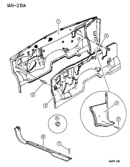 1994 Dodge Dakota Cowl Panel & Silencers Diagram