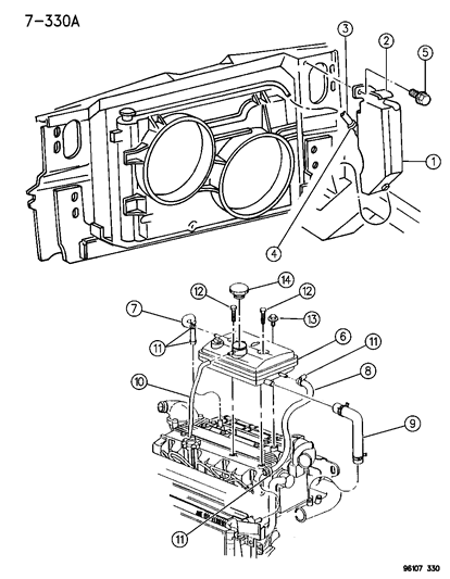 1996 Chrysler Town & Country Coolant Reserve Tank Diagram