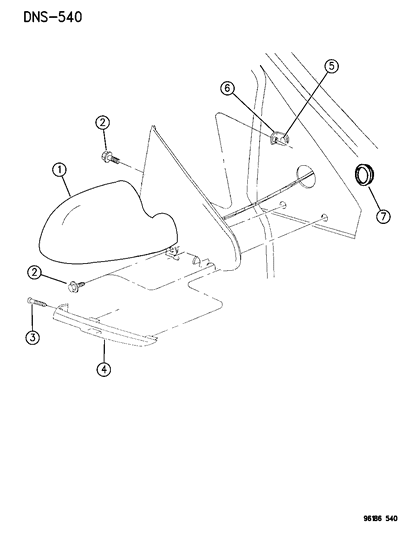 1996 Chrysler Town & Country Foldaway Electric Bux Mirror-Outside Diagram for 4717547