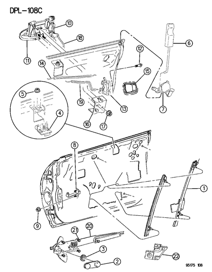 1995 Dodge Neon Handle-Window Regulator Diagram for FW80PS6