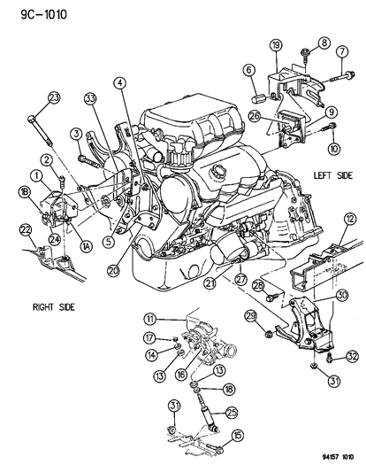 1994 Dodge Caravan Support Assembly,Engine Mount,Right Diagram for 4668127