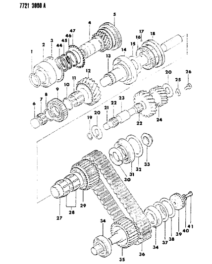 1987 Dodge Ram 50 Bearing-Cluster Gear Diagram for MD704120