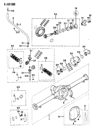 1987 Jeep J20 Housing & Differential, Rear Axle Diagram 1