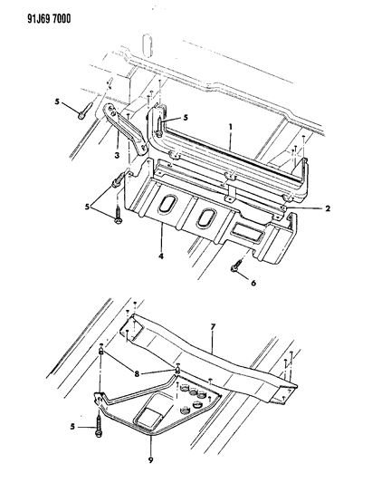 1993 Jeep Grand Cherokee Front End Skid Plates Diagram