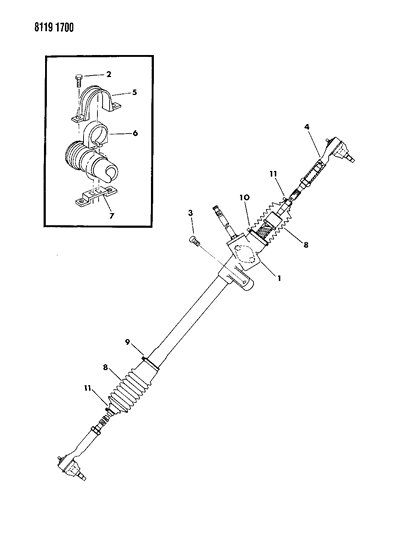 1988 Chrysler Town & Country Gear - Rack & Pinion, Manual Attaching Parts Diagram