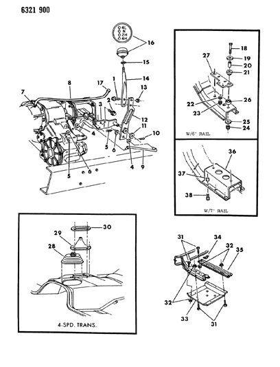 1986 Dodge D350 Controls & Mounting, Transfer Case Diagram 1