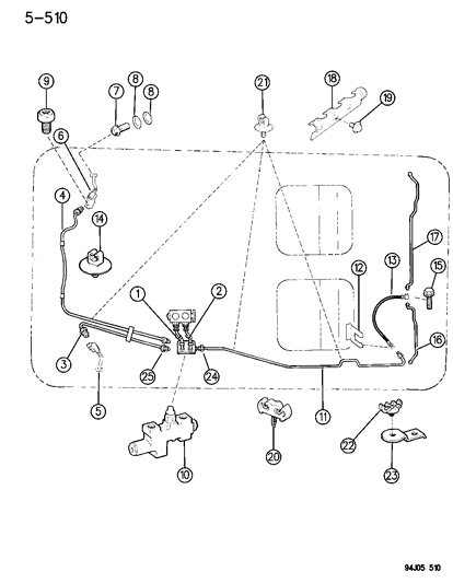 1995 Jeep Wrangler Hose Assembly-Assembly - Front Disc Brake Right Diagram for 52008779