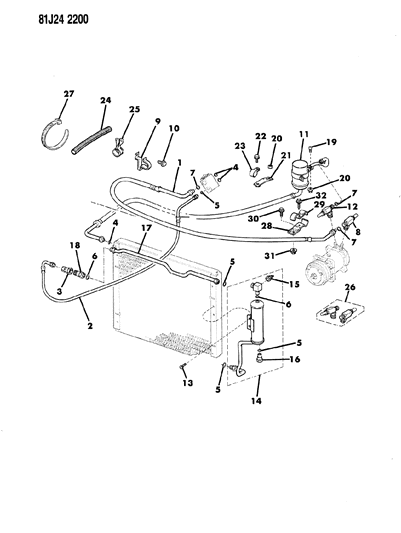 1986 Jeep Wagoneer Receiver/Drier & Hoses Diagram 2