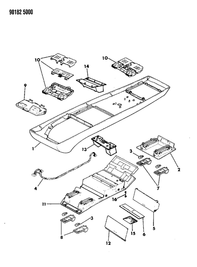 1990 Chrysler Town & Country Console, Overhead Diagram
