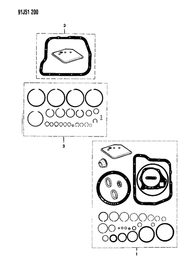 1991 Jeep Wrangler Automatic Transmission Gasket & Seal Package, Repair Diagram