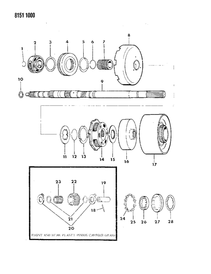 1988 Chrysler Fifth Avenue Gear Train & Output Shaft Diagram 1