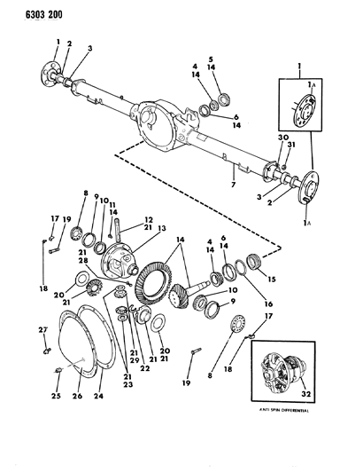 1987 Dodge W250 Axle, Rear, With Differential And Carrier Diagram 2