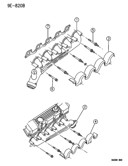 1995 Dodge Ram 2500 Manifolds - Intake & Exhaust Diagram 4