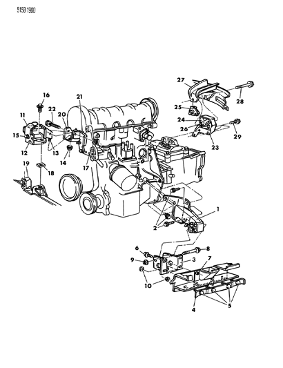 1985 Dodge Omni Mounting - Engine Diagram