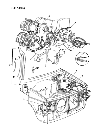1986 Dodge Caravan Wiring - Engine - Front End & Related Parts Diagram