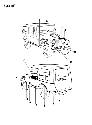 1984 Jeep Wrangler Decals, Exterior Diagram 3
