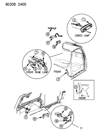 1993 Dodge Ramcharger Lamps & Wiring - Dome - Courtesy - Cargo Diagram