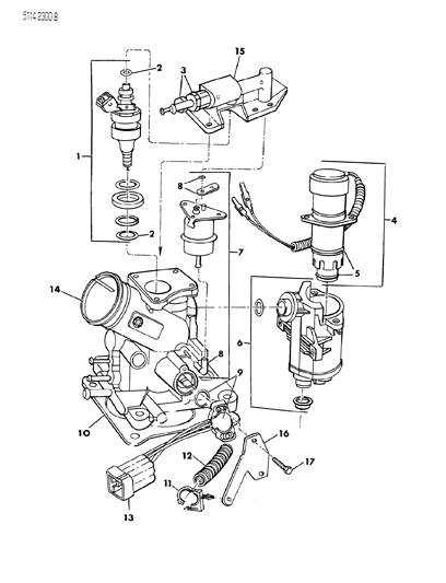 1985 Chrysler Town & Country Throttle Body Injector Diagram